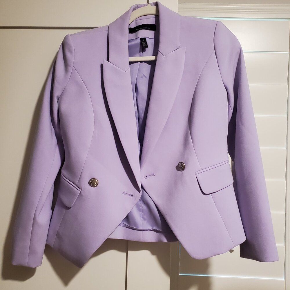 White House black market cropped lavender studio blazer and matching pants 0 - Picture 11 of 11